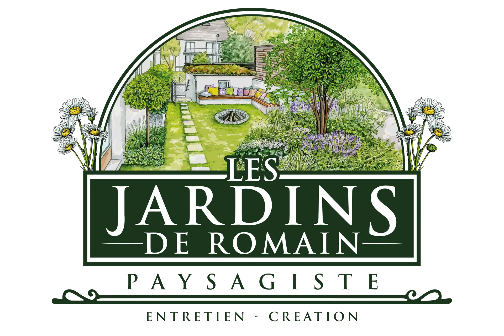 logo paysagiste loire les jardins de romain